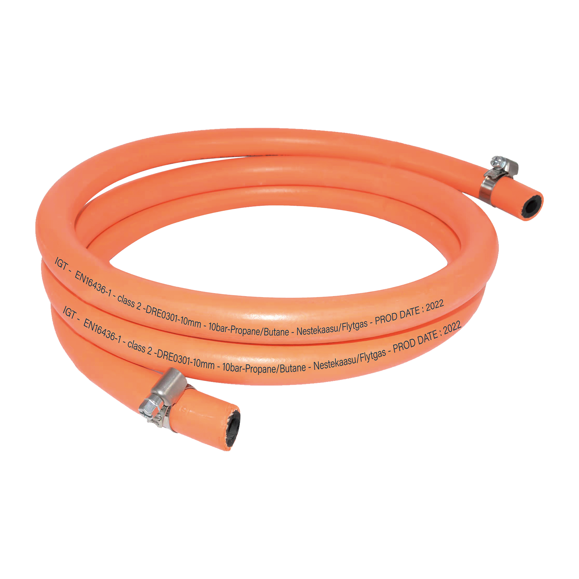 Gas hose - 2M, +2 clamps